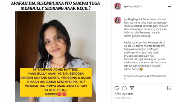 Pelaku Penghina Anak Ayu Ting Ting Terungkap, Seorang Ibu