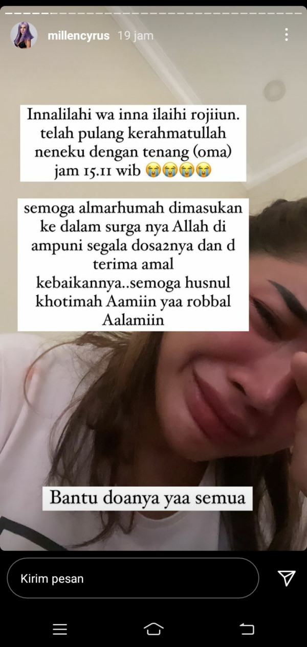 Millen Cyrus Berduka, Sang Nenek Meninggal Usai Positif Covid-19