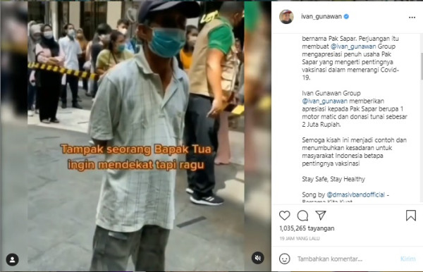 Ivan Gunawan Berikan Motor pada Kakek yang Bersepeda 15 KM untuk Vaksin