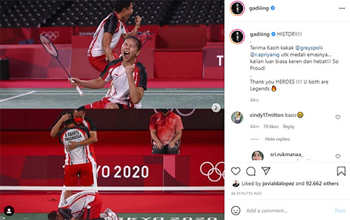 Ganda Putri Bulutangkis Indonesia Bawa Pulang Medali Emas, Gading Marten: Terima Kasih Pahlawanku!