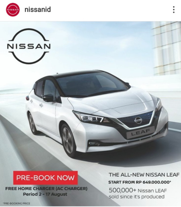 Buka Pesanan, Harga Mobil Listrik Nissan Leaf Rp649 juta Bonus Home Charger