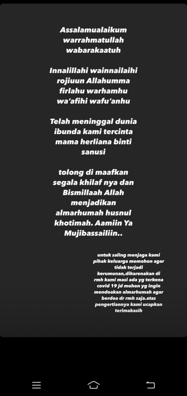 Ibunda Irwansyah Meninggal, Adik Ipar Minta Pelayat Tak Datang ke Rumah Duka