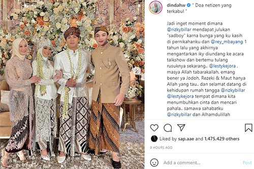 Kenang Masa Rizky Billar Dijuluki Sad Boy, Dinda Hauw: Karena Bunga yang Kukasih Dia Bertemu Tulang Rusuk