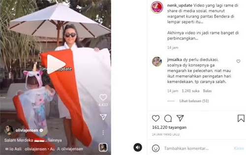 Dikecam Gara-Gara Lempar Bendera Merah Putih ke Tanah, Olivia Jensen Minta Maaf