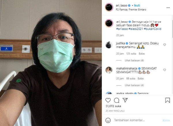 Ari Lasso Bagikan Foto di Atas Ranjang RS, Sakit Apa?