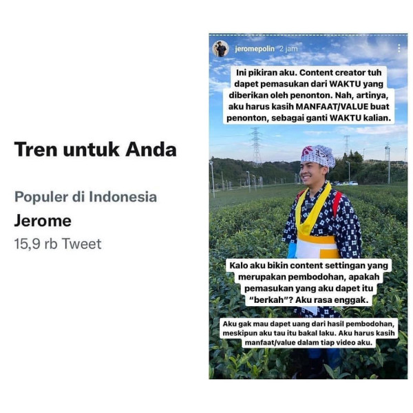 Jerome Polin Tending Twitter Usai Sebut Konten Setingan Pembodohan