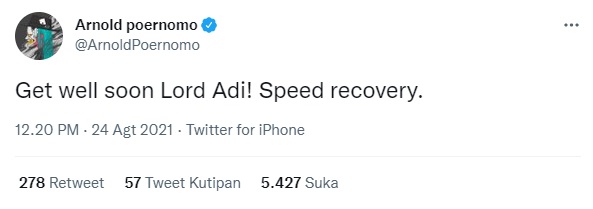 Lord Adi Dikabarkan Sakit, Chef Arnold: Get Well Soon