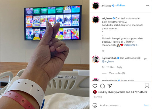 Kondisi Ari Lasso Membaik Paska Jalani Operasi Pengangkatan Tumor