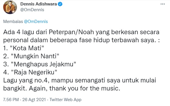 Uki Eks NOAH Sebut Musik Racun, Dennis Adhiswara: Bukan Racun Justru Penawarnya