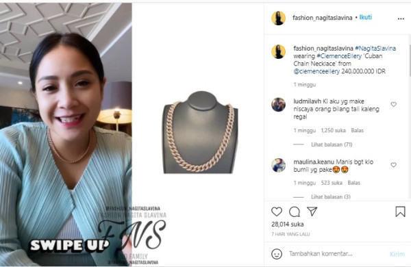 Nagita Slavina Pakai Kalung Rp240 Juta, Mirip Rantai Kaleng Biskuit