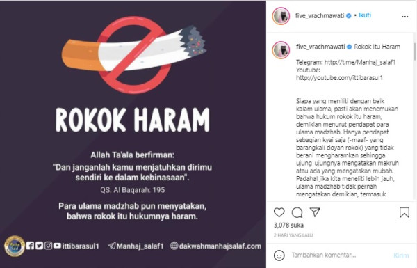 Five Vi Sebut Rokok Haram, Netizen: 11 12 Sama Uki Eks NOAH