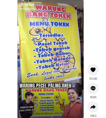 Warung Ini Tawarkan Menu Tokek Geprek hingga Balado, Berani Coba?