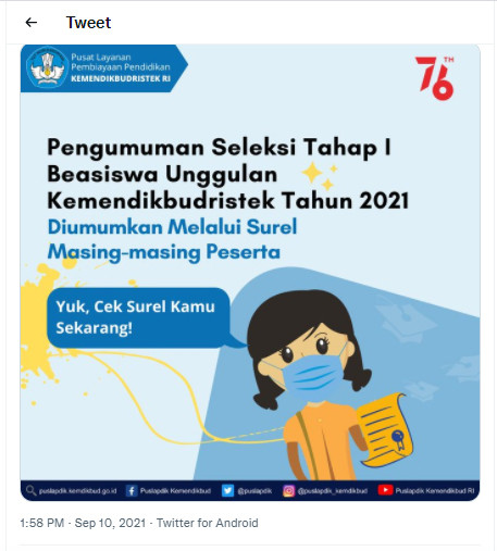 Beasiswa Unggulan Kemendikbud 2021 Sudah Diumumkan, Segera Cek Link di Bawah