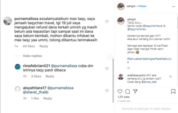 Adam Deni Ungkap Dugaan Penggelapan Uang Bisnis Travel Taqy Malik