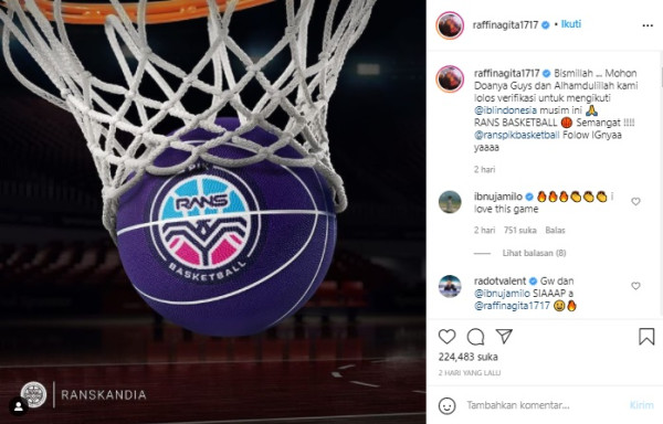 Raffi Ahmad Luncurkan Klub Basket, RANS PIK Basketball
