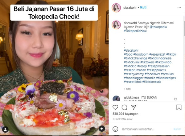 Sisca Kohl Bikin Jajanan Pasar Rp16 Juta, Ada Lemper Alaskan King Crab