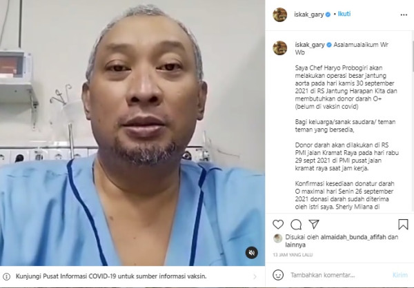 Chef Haryo Akan Jalani Operasi Jantung, Butuh Donoh Darah O