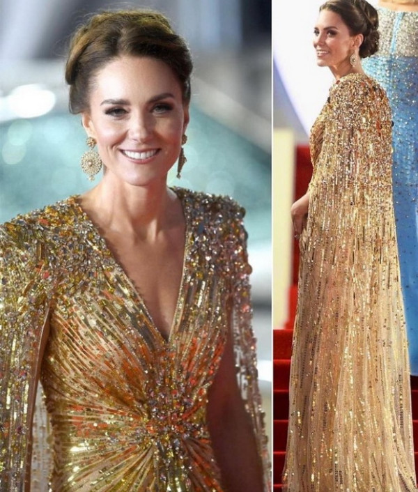 Ini Harga Gaun Emas Kate Middleton yang Dipakai saat Gala Premiere Film James Bond