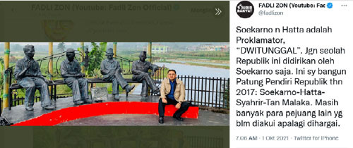 Posting 4 Tokoh Penting, Fadli Zon: Pendiri Republik Ini Bukan Soekarno Saja