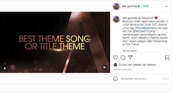 OST Ikatan Cinta Menang di Asian Academy Creative Awards 2021
