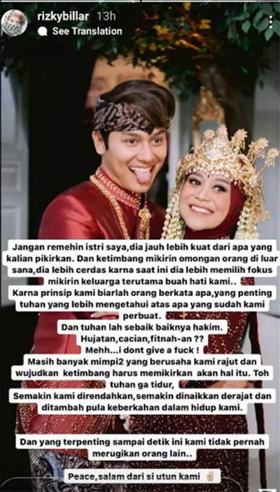 Rizky Billar Cuek Dihujani Nyinyiran usai Pengakuan Nikah Siri