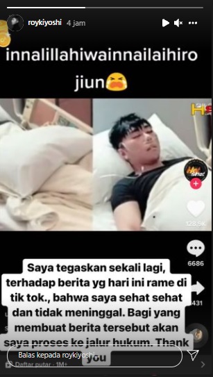 Roy Kiyoshi Geram Dikabarkan Meninggal Dunia, Siap Polisikan Penyebar Hoaks