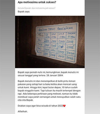 Viral! Catatan Ayah yang Sudah Lama Meninggal di Balik Lemari Pakaian, Isinya Bikin Nangis
