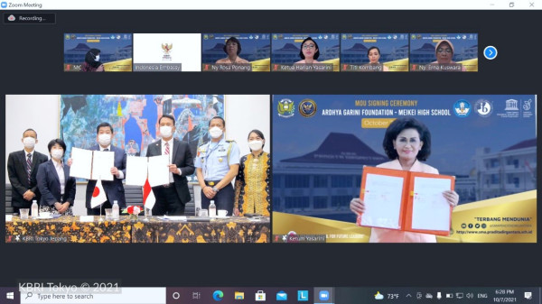 KBRI Tokyo Fasilitasi MoU Sister School SMA Pradita Dirgantara dengan Meikei High School