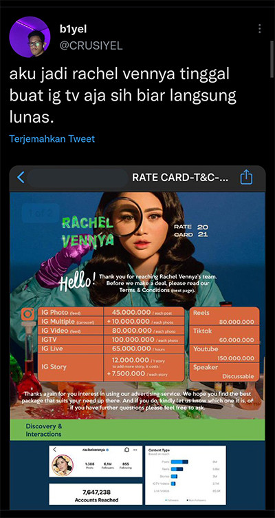 Tarif Endorse Rachel Vennya Bocor, Nominalnya Capai Rp150 Juta