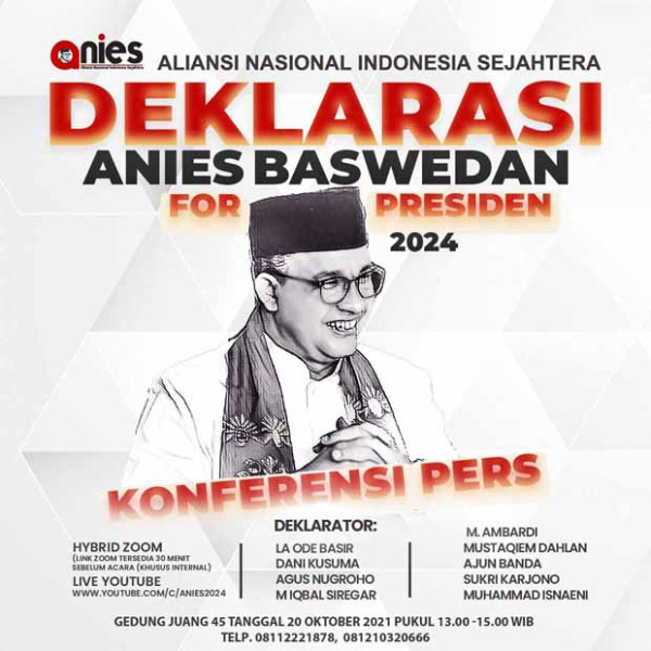 Besok, Relawan Deklarasikan Anies Baswedan Capres 2024