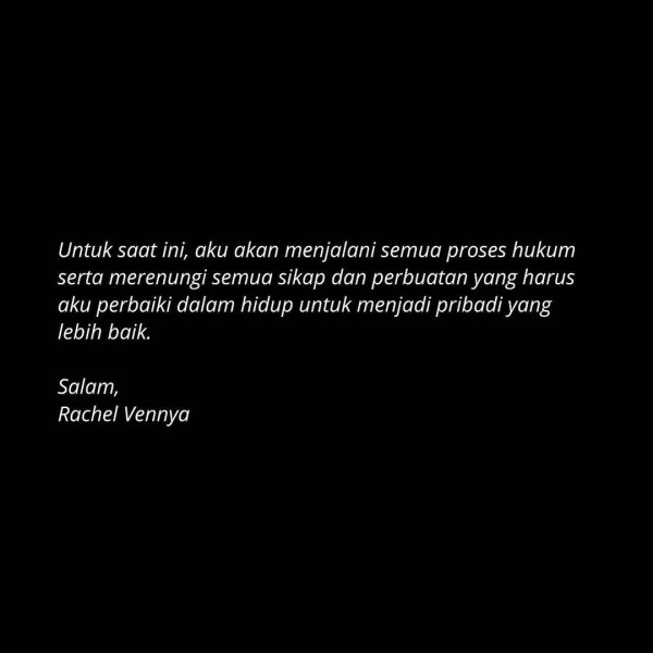 Rachel Vennya Minta Maaf Usai Jadi Tersangka Kasus Kabur Karantina