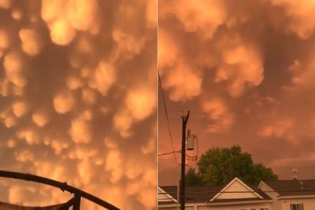 Awan Oranye Mirip Bara...