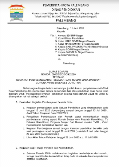 Disdik Palembang Tunda...