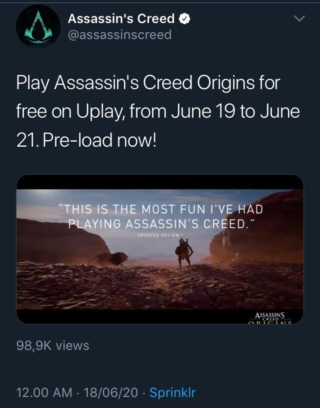 Ubisoft Gratiskan Assassin’s...