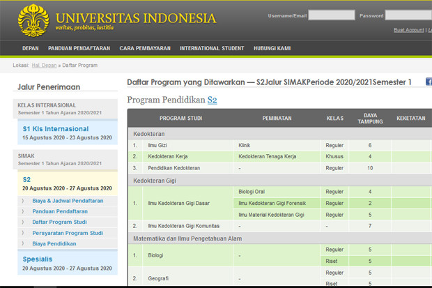 Pendaftaran Simak UI...
