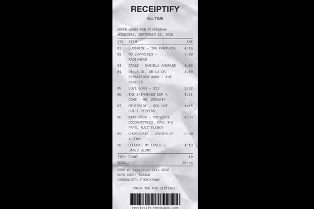 Ini cara Membuat Receiptify,...
