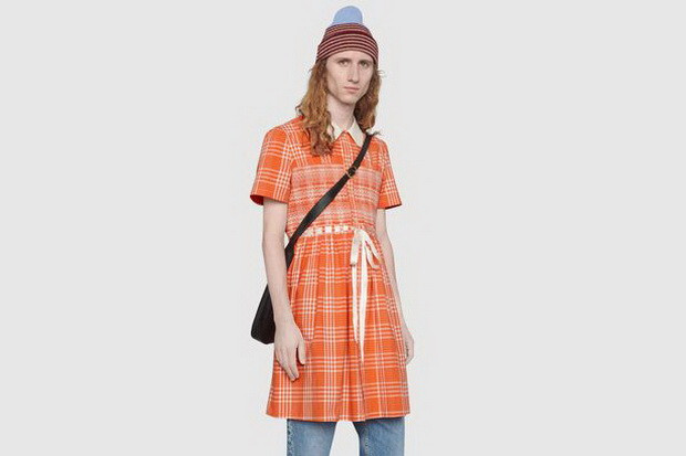 Gaun Tartan Oranye untuk...
