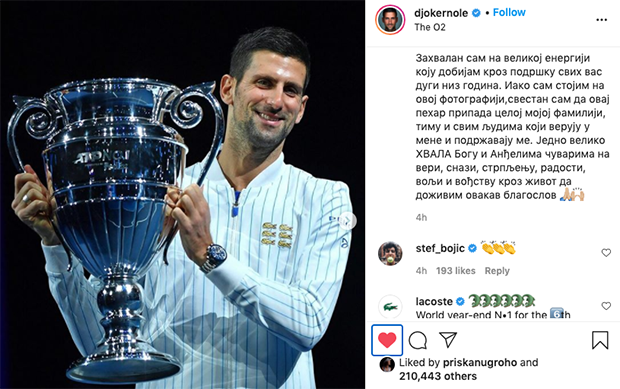 Reaksi Novak Djokovic...