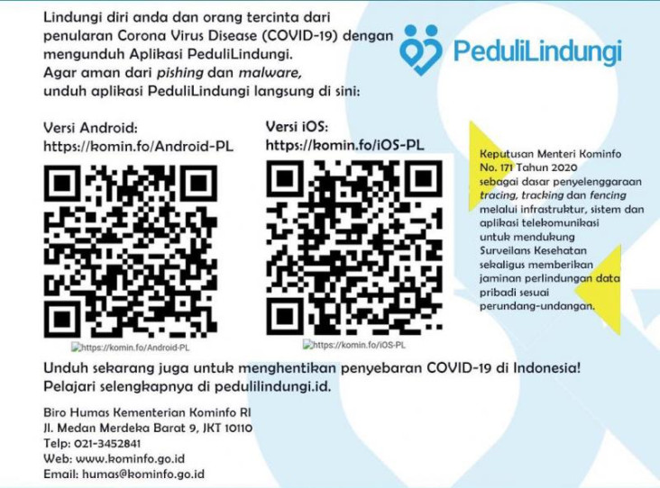 Kominfo: Aplikasi PeduliLindungi...