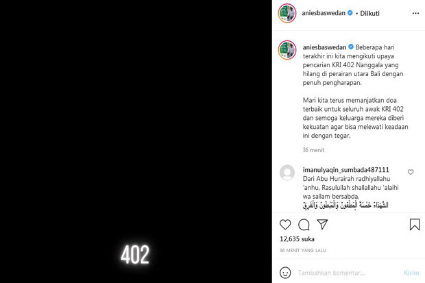 Anies Posting 402 dengan...