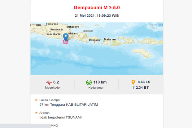 Gempa 6,2 Guncang Blitar,...