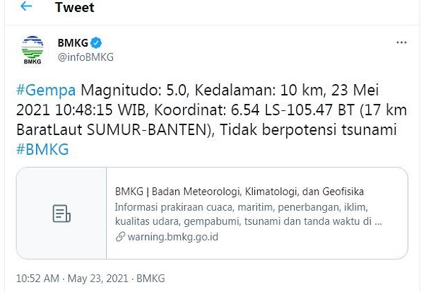 Gempa M5,0 Guncang Sumur...
