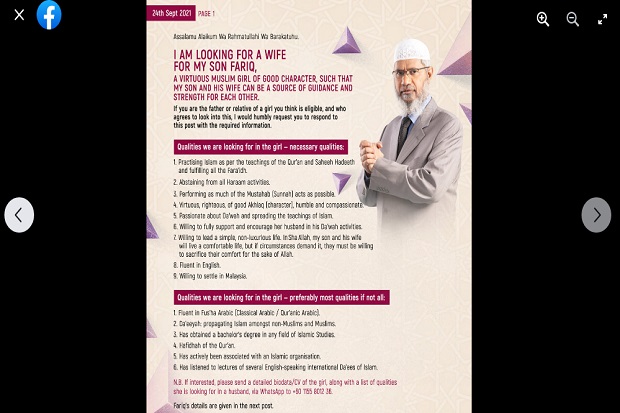 Zakir Naik Cari Calon...