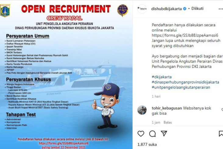 Dishub DKI Buka Lowongan...