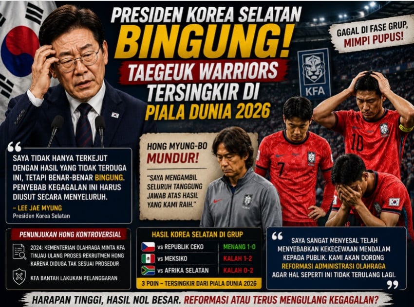 Presiden Korea Selatan Bingung Taegeuk Warriors Tersingkir di Piala Dunia 2026