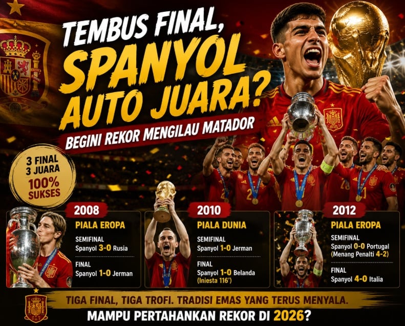 Tembus Final, Spanyol Auto Juara? Begini Rekor Mengilau Matador
