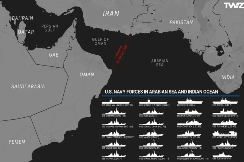 Ini 2 Kapal Induk dan 22 Kapal Perang AS yang Blokade Iran