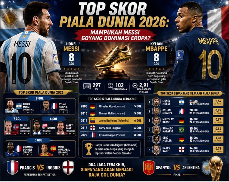 Top Skor Piala Dunia 2026: Mampukah Messi Goyang Dominasi Eropa?