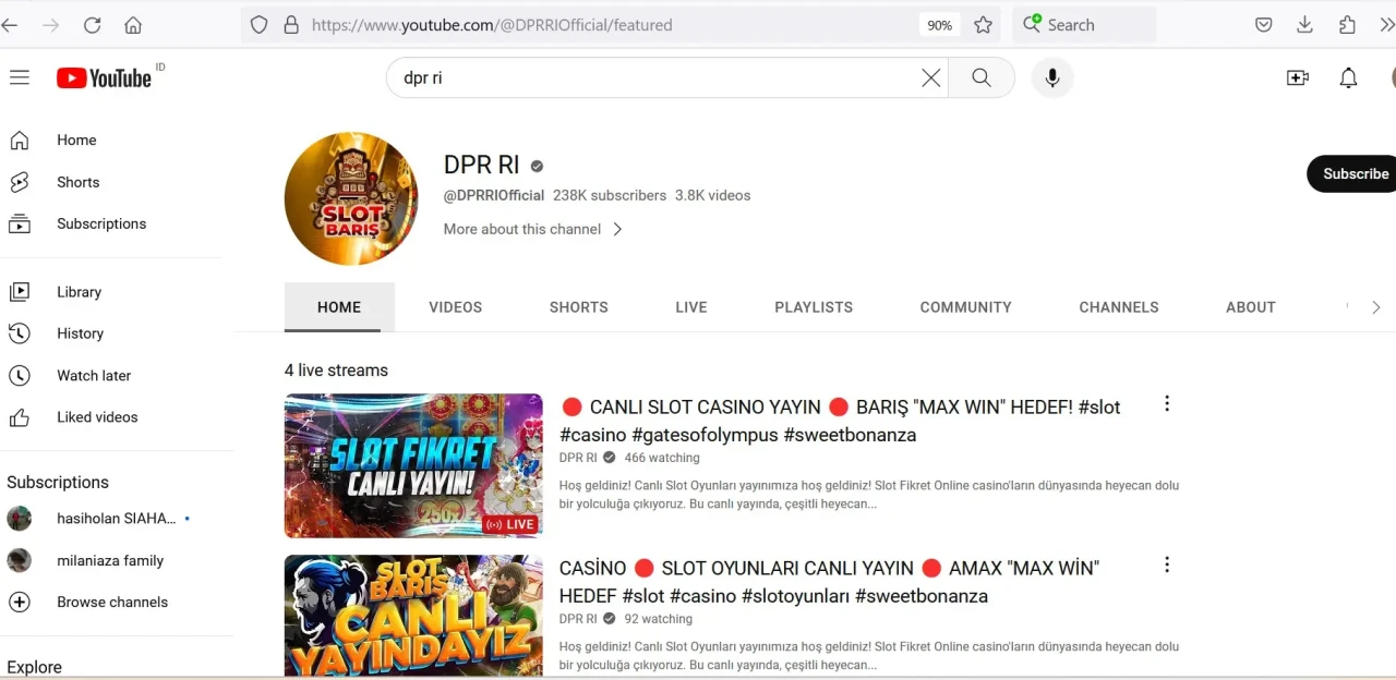 Akun Youtube DPR RI...