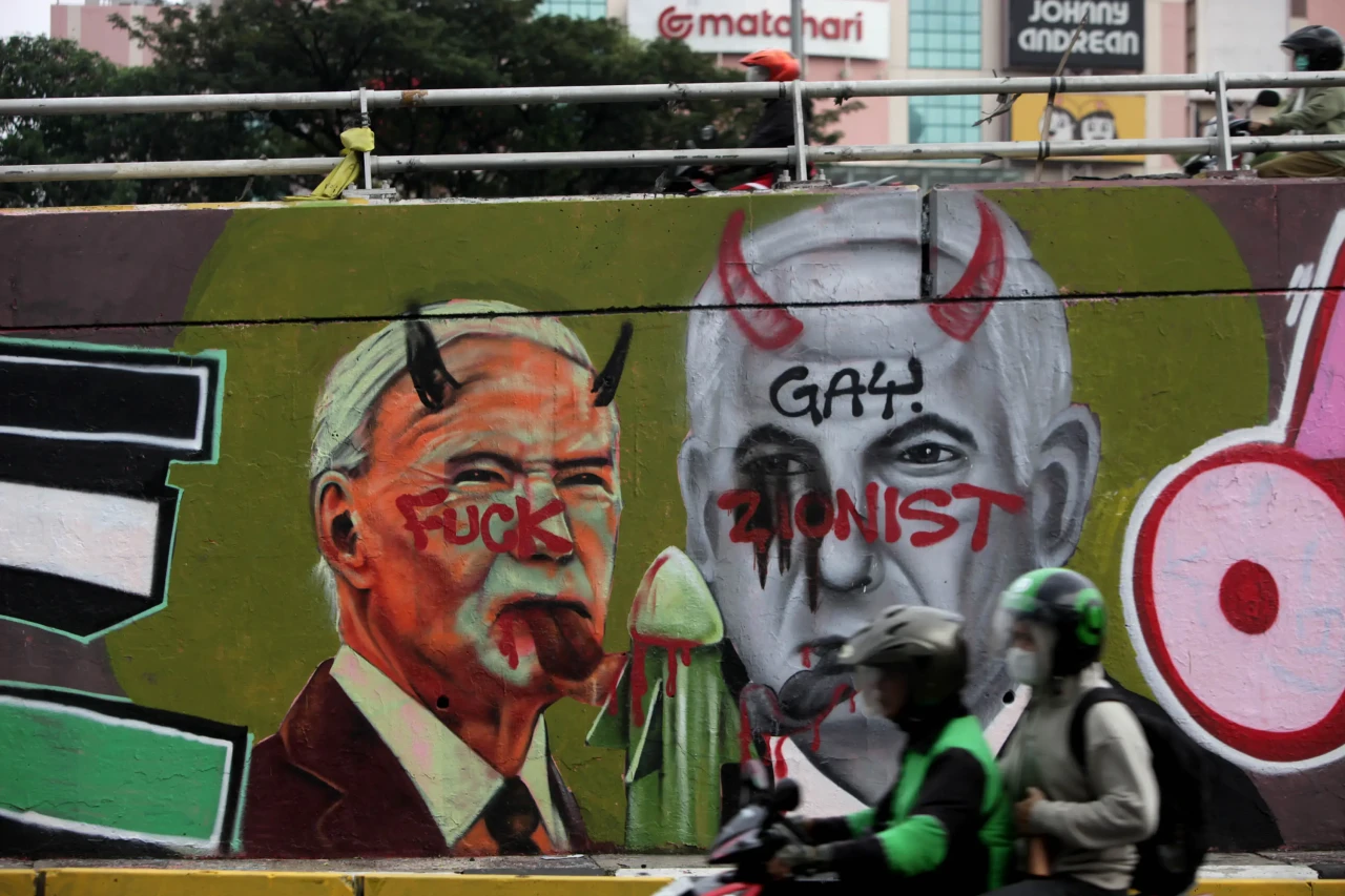 Mural Kutuk PM Netanyahu...